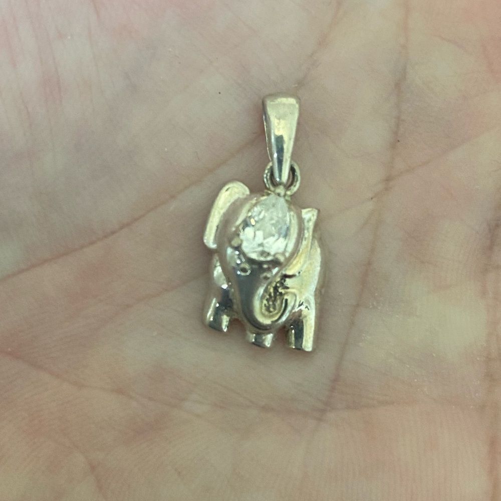 Unique Sterling Silver & CZ Elephant Pendant